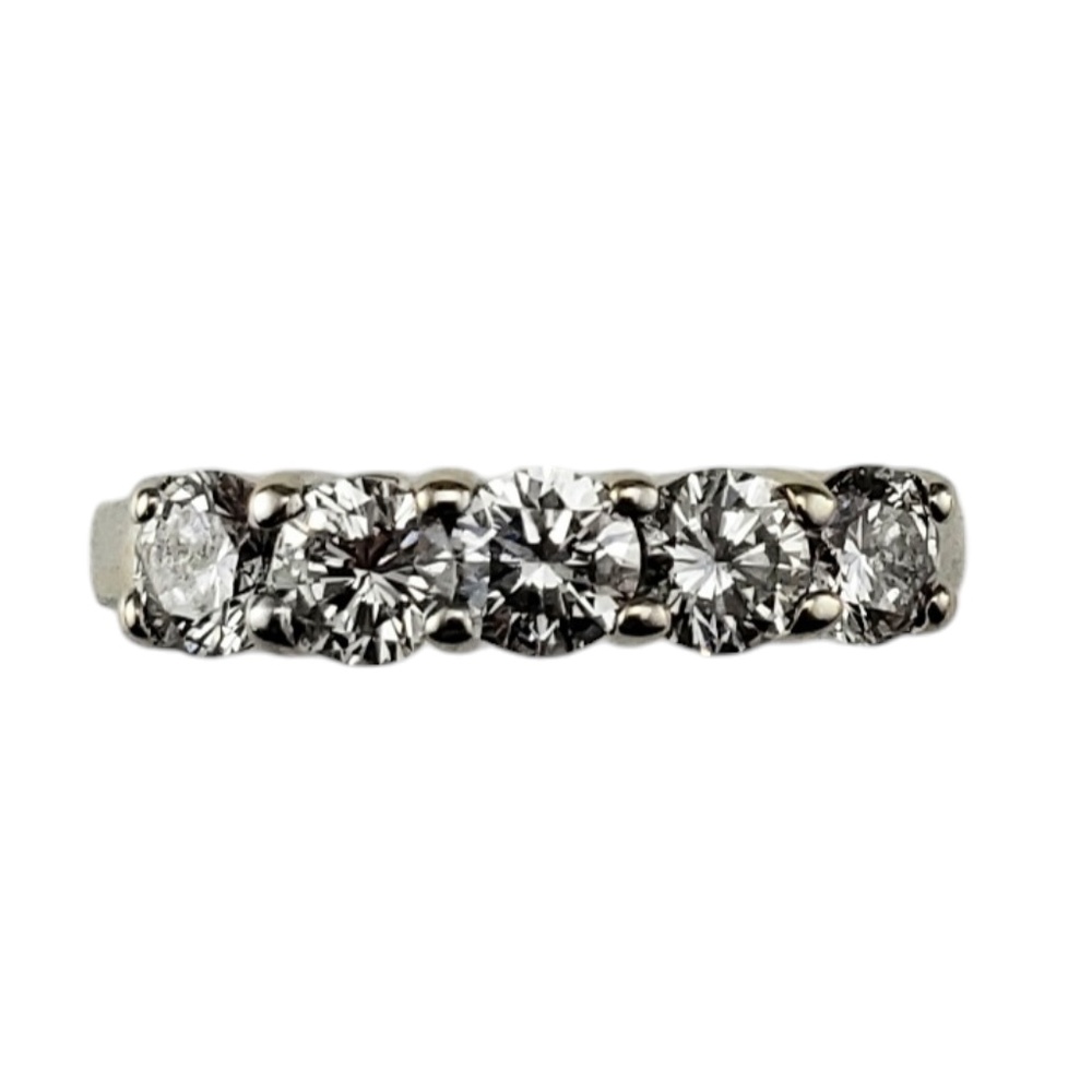 14 Karat White Gold Diamond Wedding Band Ring Size 5 #20516